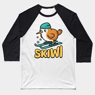 Skiwi! Cute skiing Kiwi Bird Pun Baseball T-Shirt